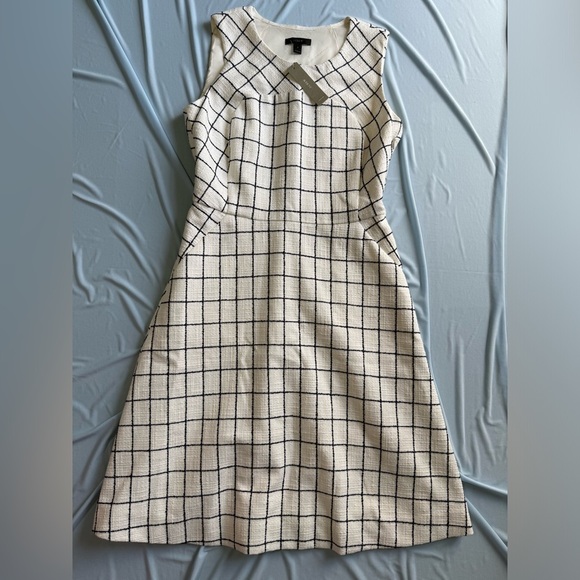 J. Crew White and Black Grid Midi Dress - Picture 6 of 8